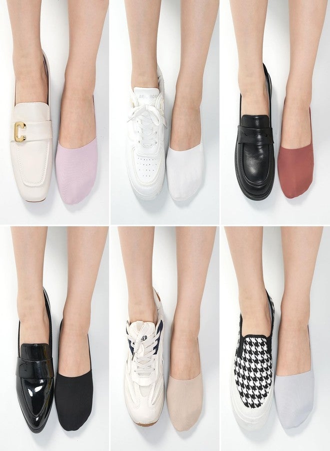 Murmorers No Show Socks for Women, Non Slip Nylon Thin Footies Invisible Silky Low Liner Socks for Loafers Flats Multicolor 6 Pairs Size 9-12 - Image 3